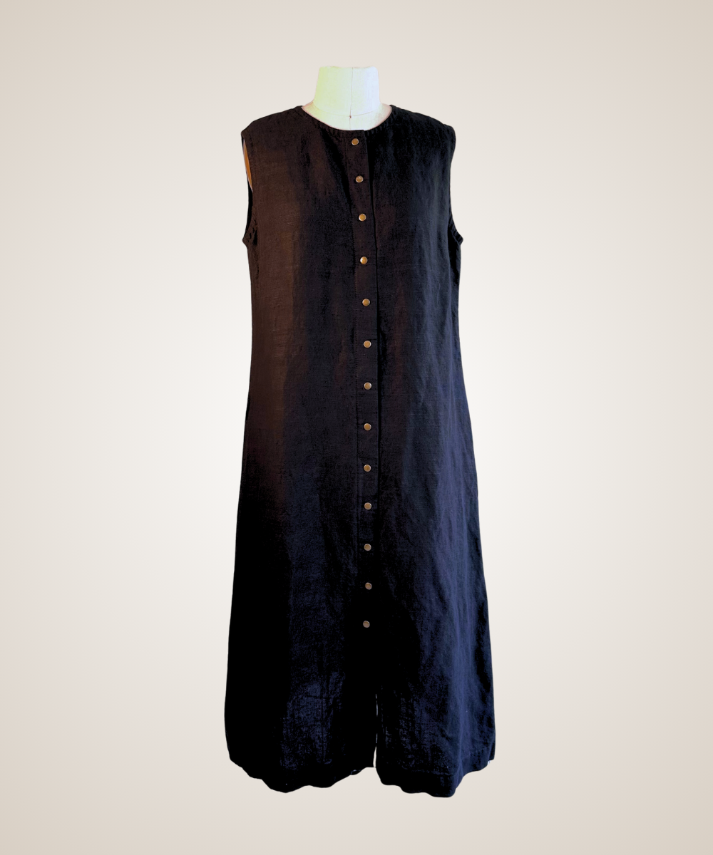 Black Sleeveless Linen Maxi Dress
