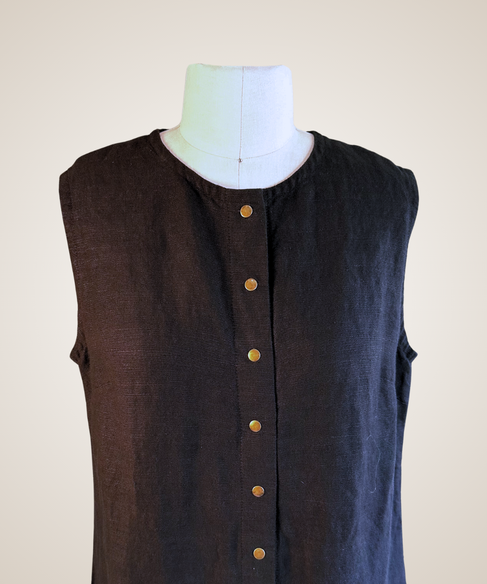 Black Sleeveless Linen Maxi Dress
