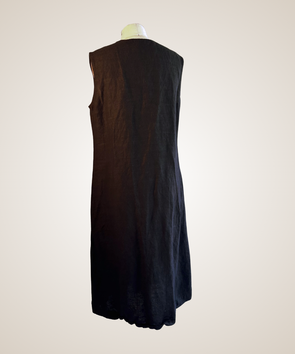 Black Sleeveless Linen Maxi Dress