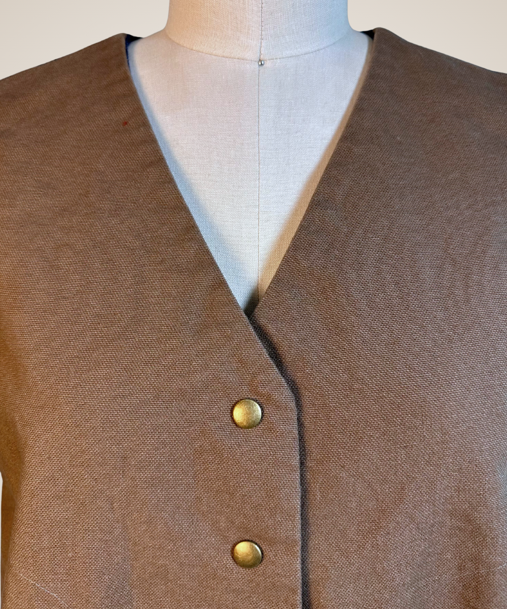 Brown Canvas & Denim Vest