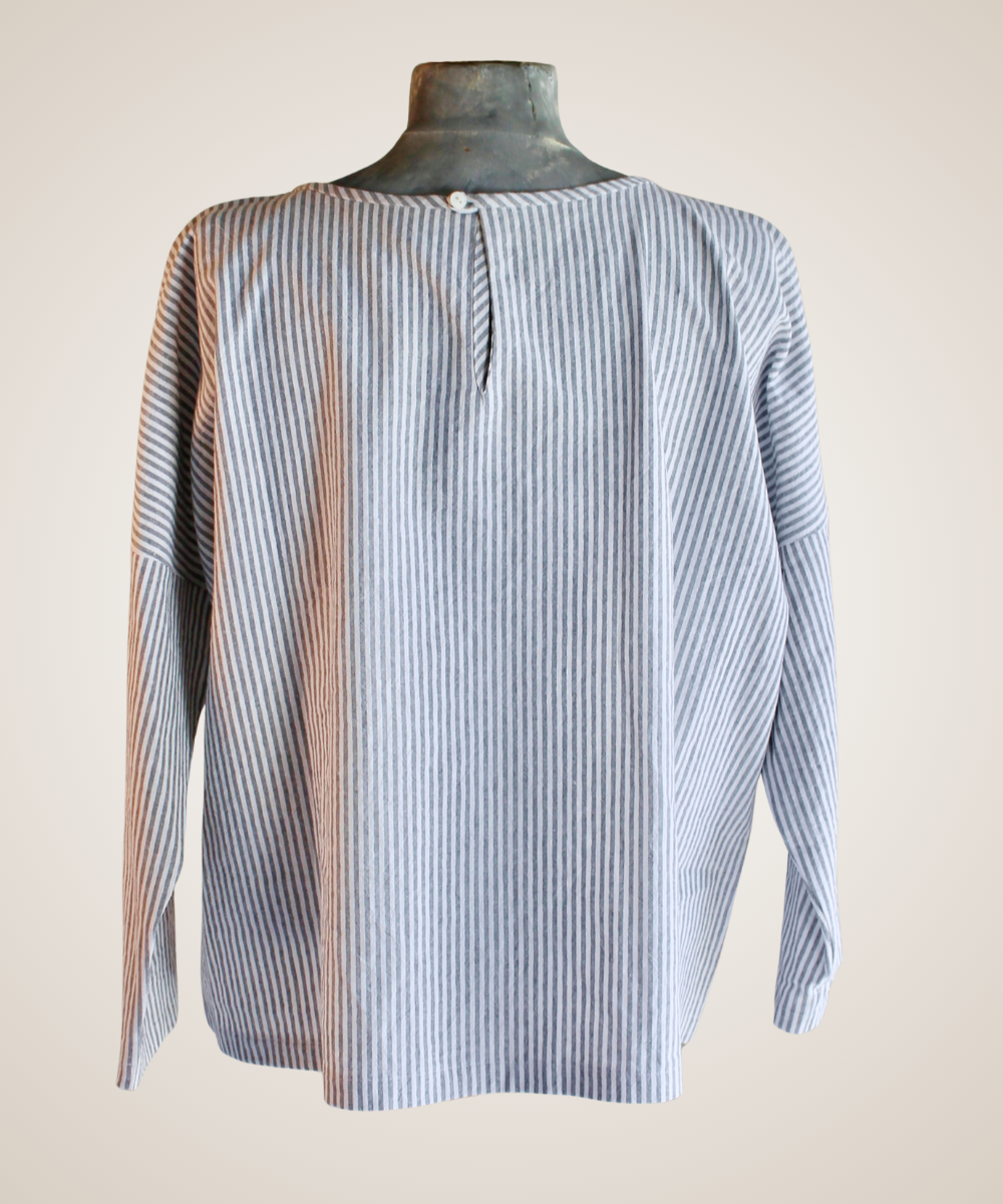 Charcoal Stripe Poet's Blouse