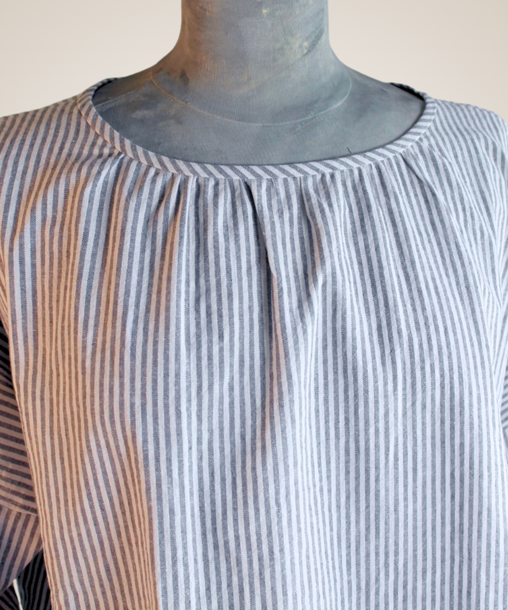 Charcoal Stripe Poet's Blouse