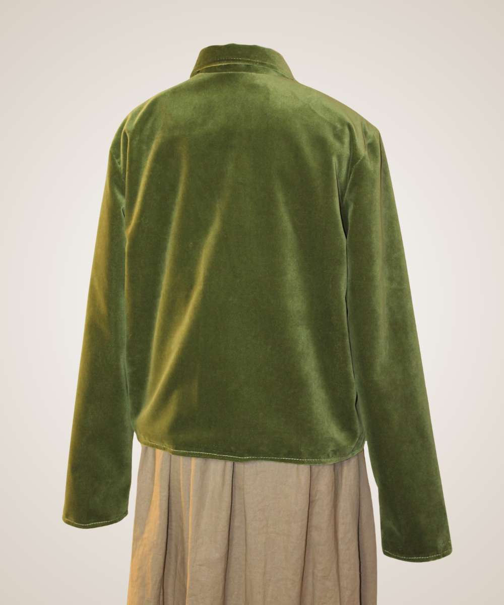 Olive Velvet Snap Jacket (Reversable)
