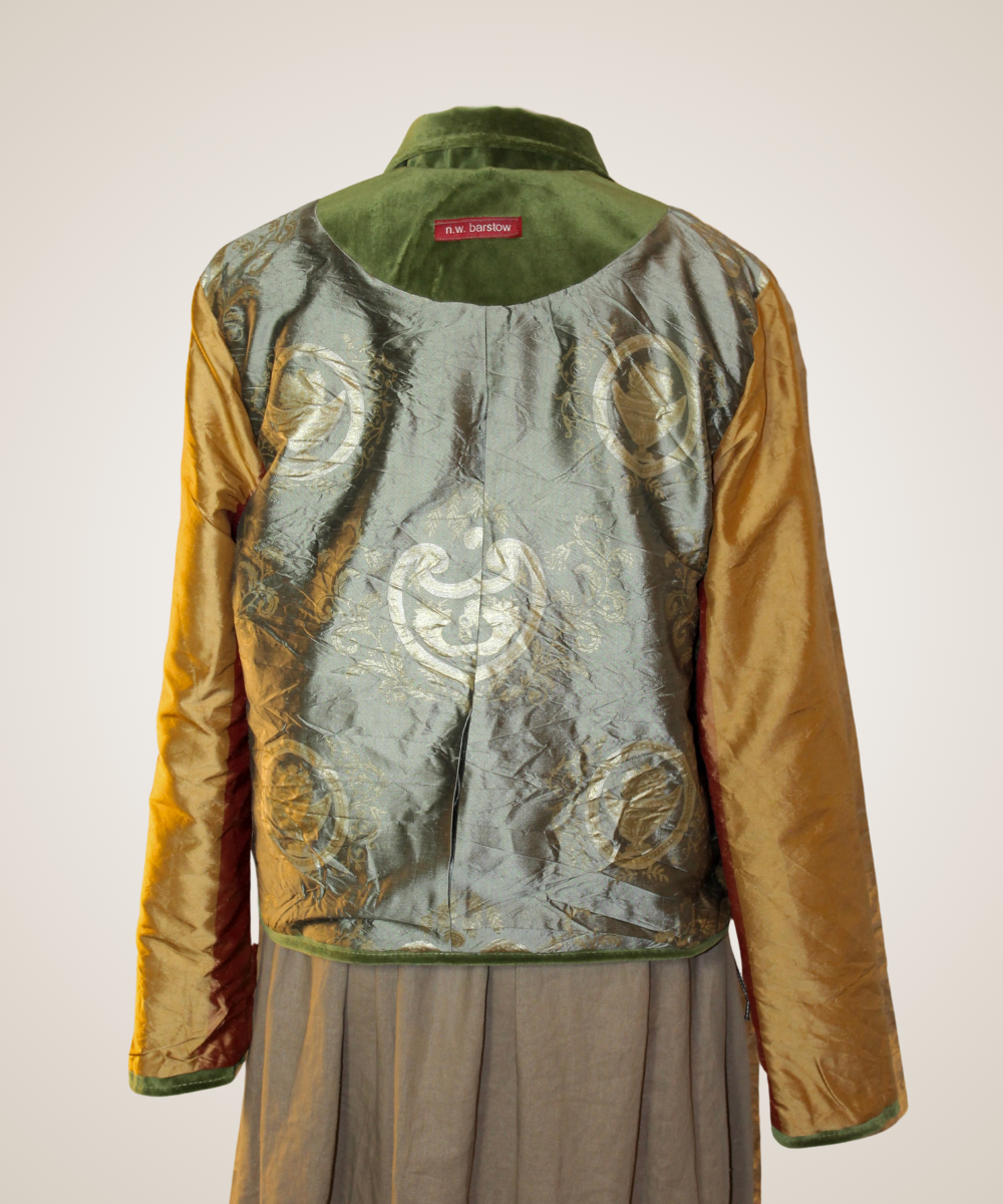 Olive Velvet Snap Jacket (Reversable)