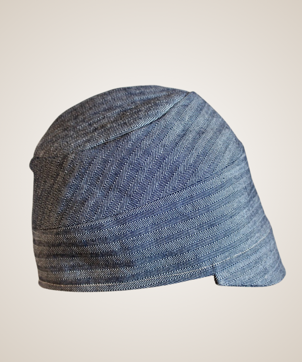 Blue Herringbone Cloche Cap