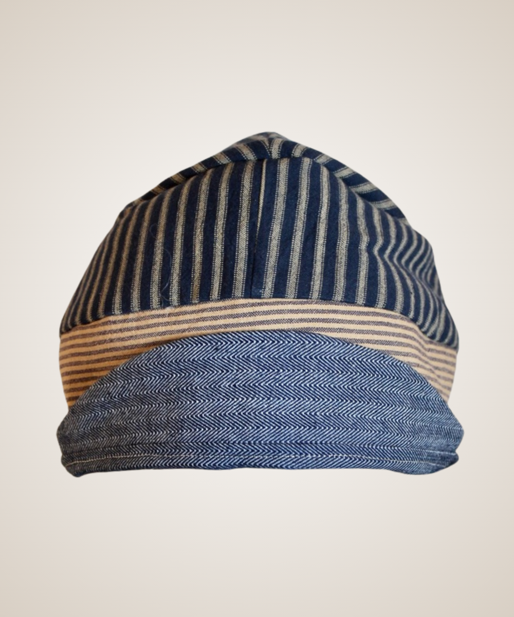 Blue Herringbone Cloche Cap