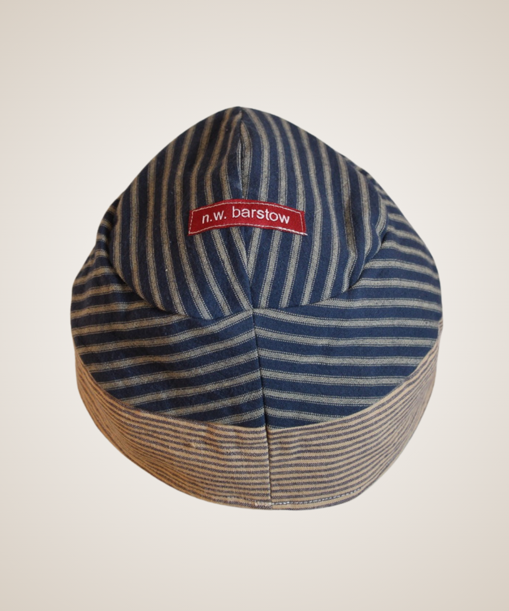 Blue Herringbone Cloche Cap