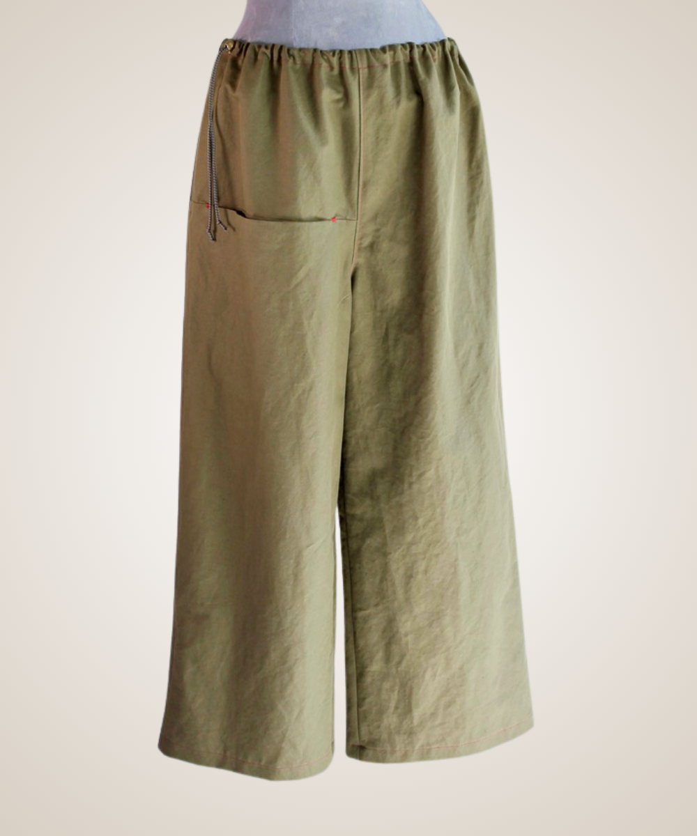 Olive Canvas Drawstring Pant