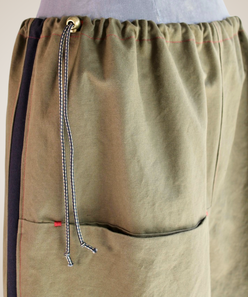 Olive Canvas Drawstring Pant