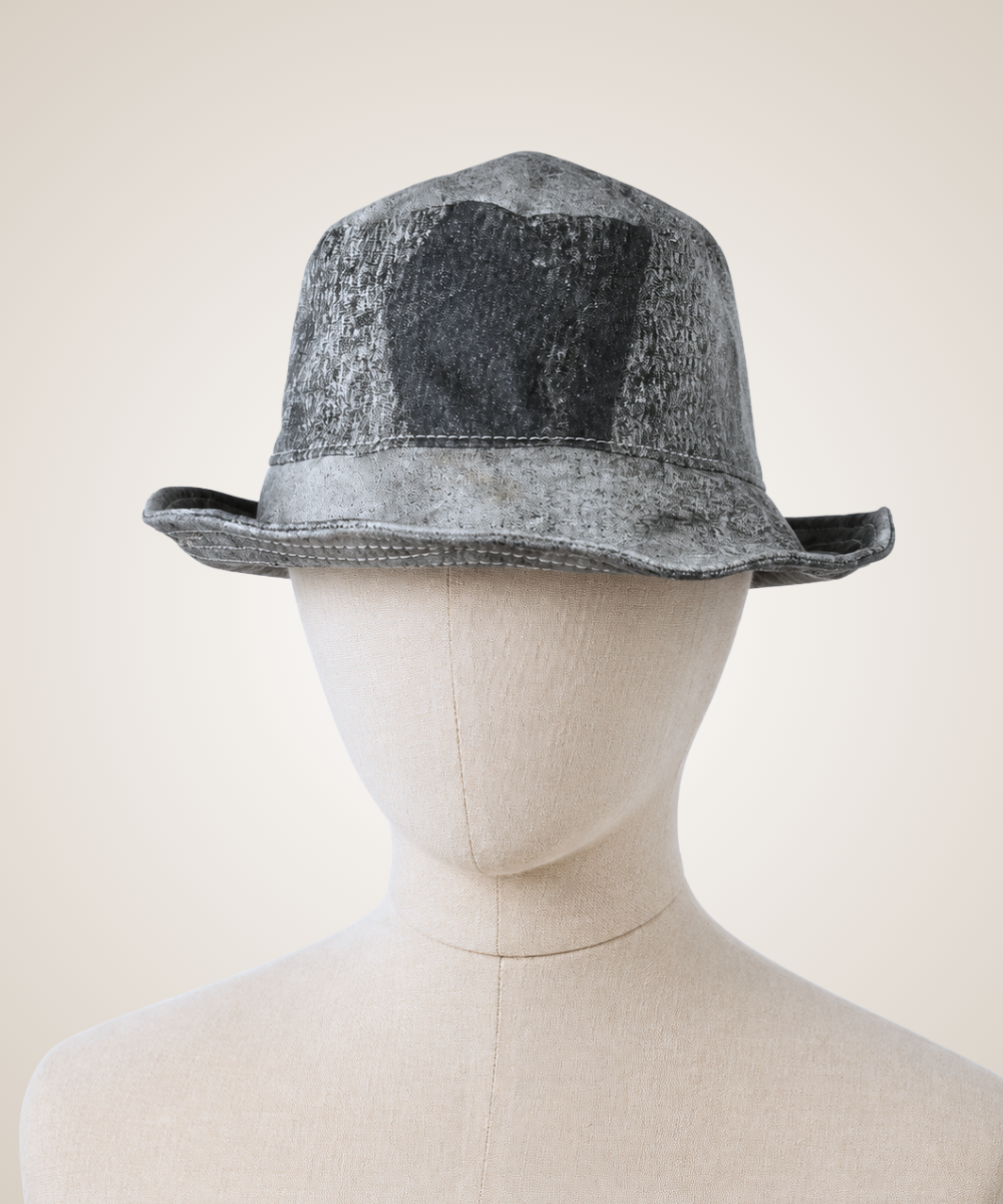 Grey Leather Bucket Hat