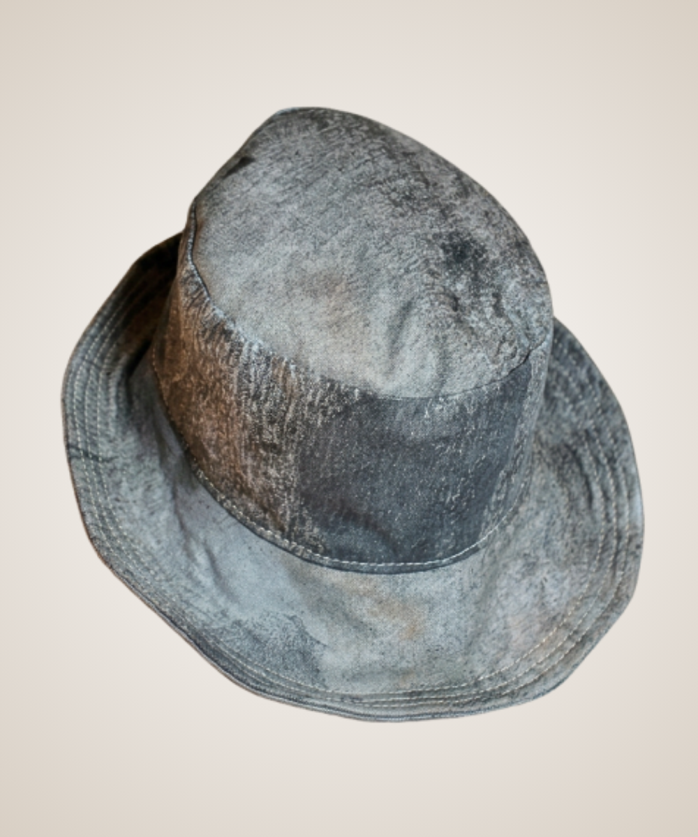 Grey Leather Bucket Hat