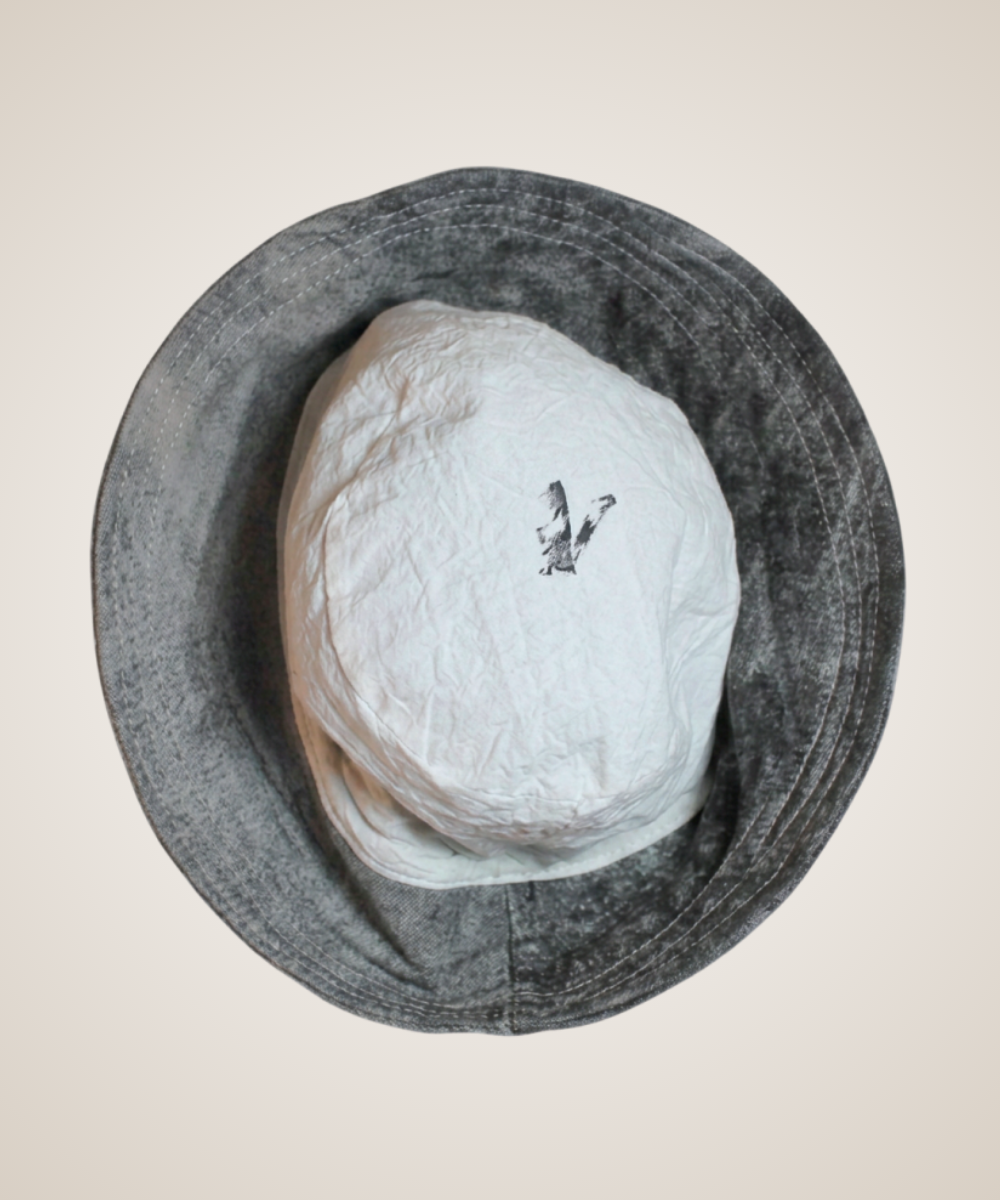 Grey Leather Bucket Hat