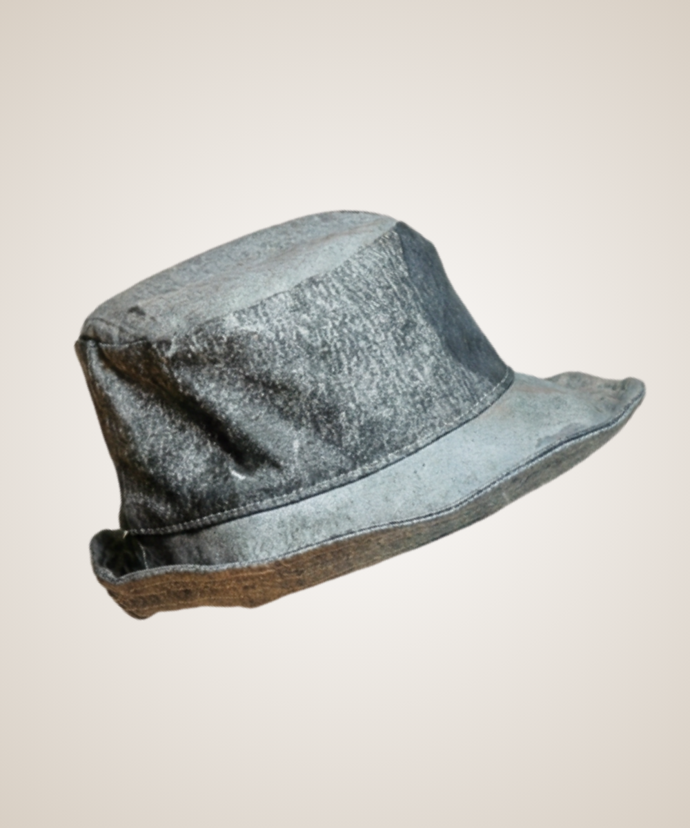 Grey Leather Bucket Hat