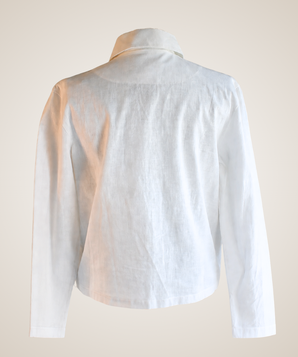 Linen Shawl Collar Blouse