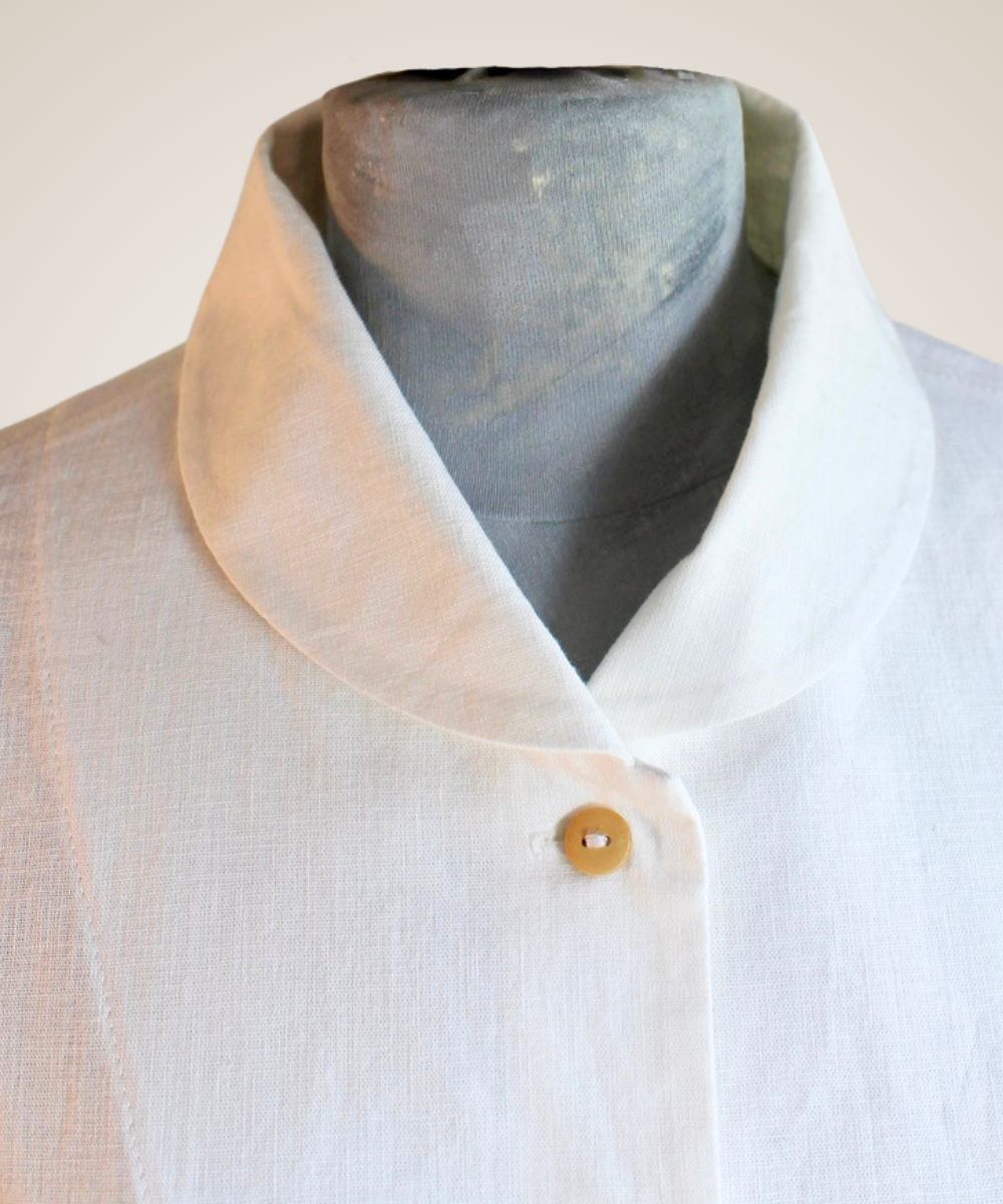 Linen Shawl Collar Blouse